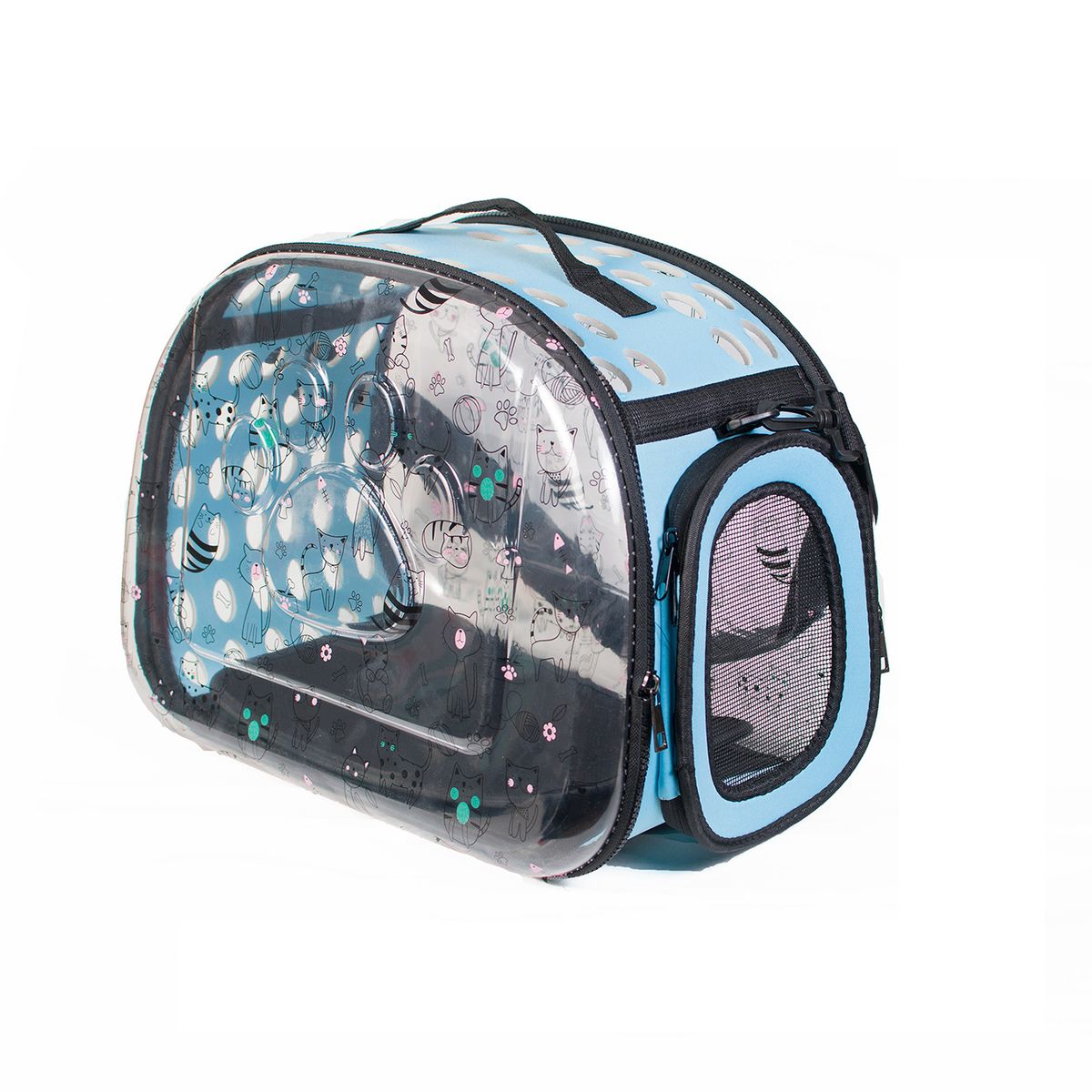 GENERICO - TRANSPORTADOR TRANSPARENTE PARA GATOS - CELESTE