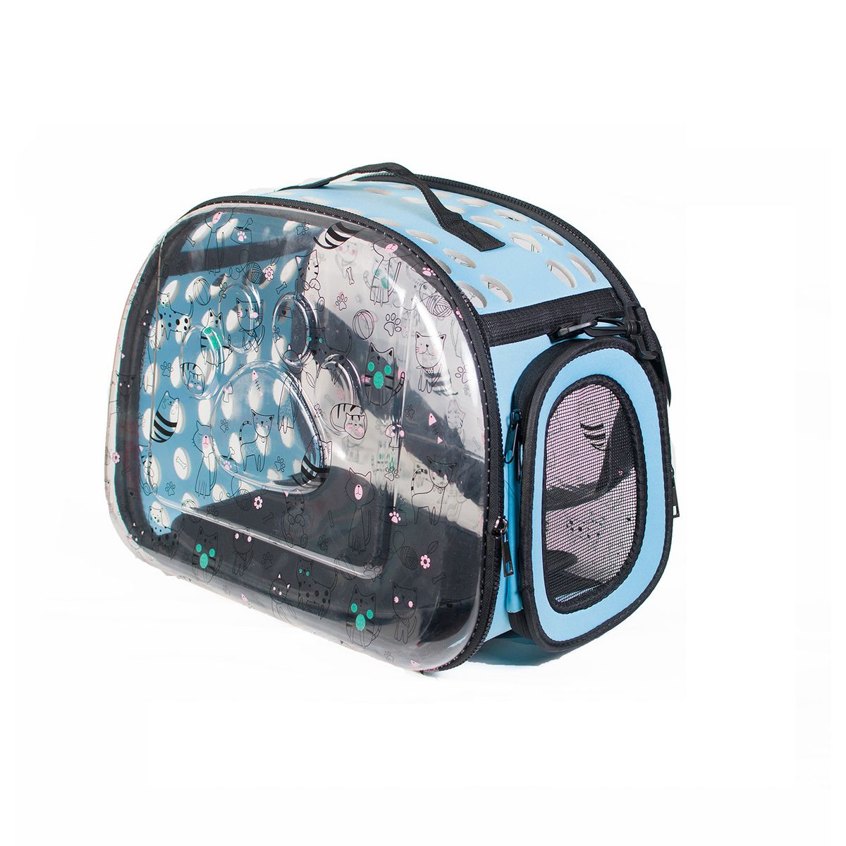 GENERICO - TRANSPORTADOR TRANSPARENTE PARA GATOS - CELESTE