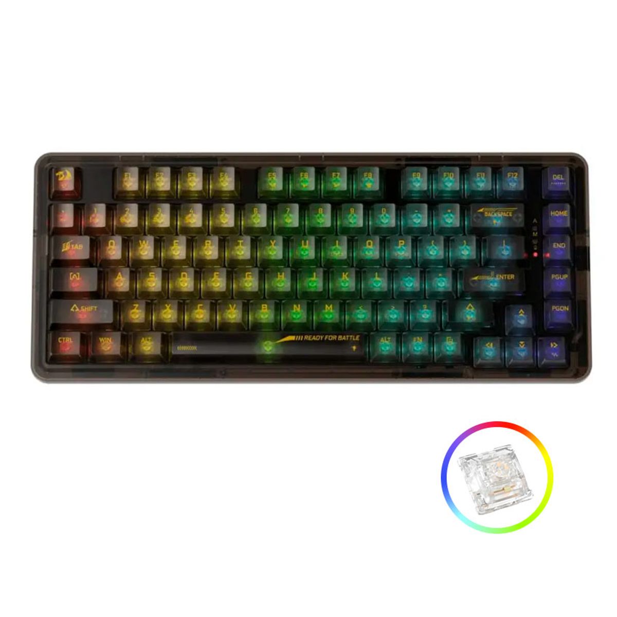 REDRAGON - Teclado Mecánico Redragon ELF PRO K649CTB RGB-PRO Wireless 75% Inglés