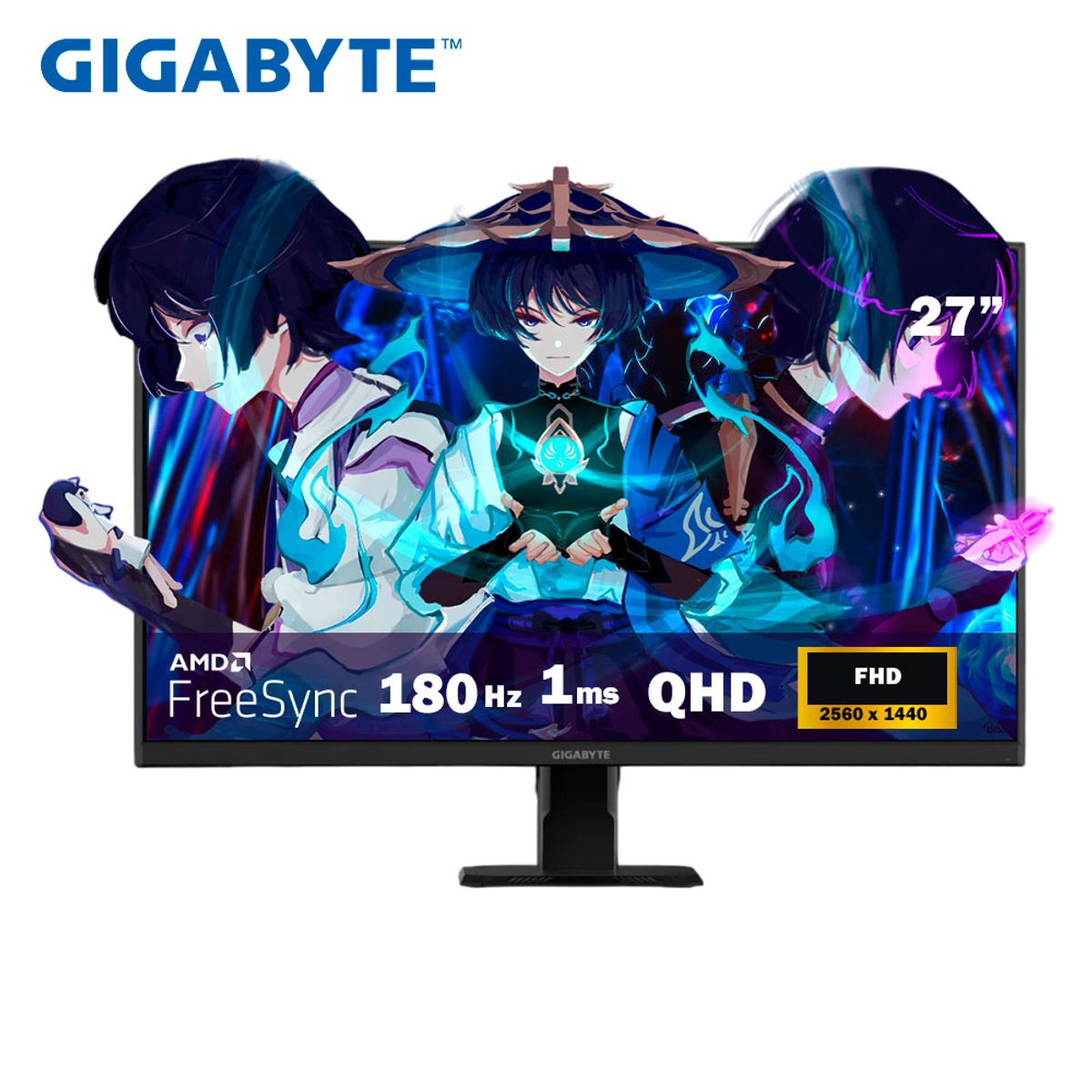 GIGABYTE - MONITOR GIGABYTE GS27QA 27P QHD IPS 180HZ 1MS HDMI DP