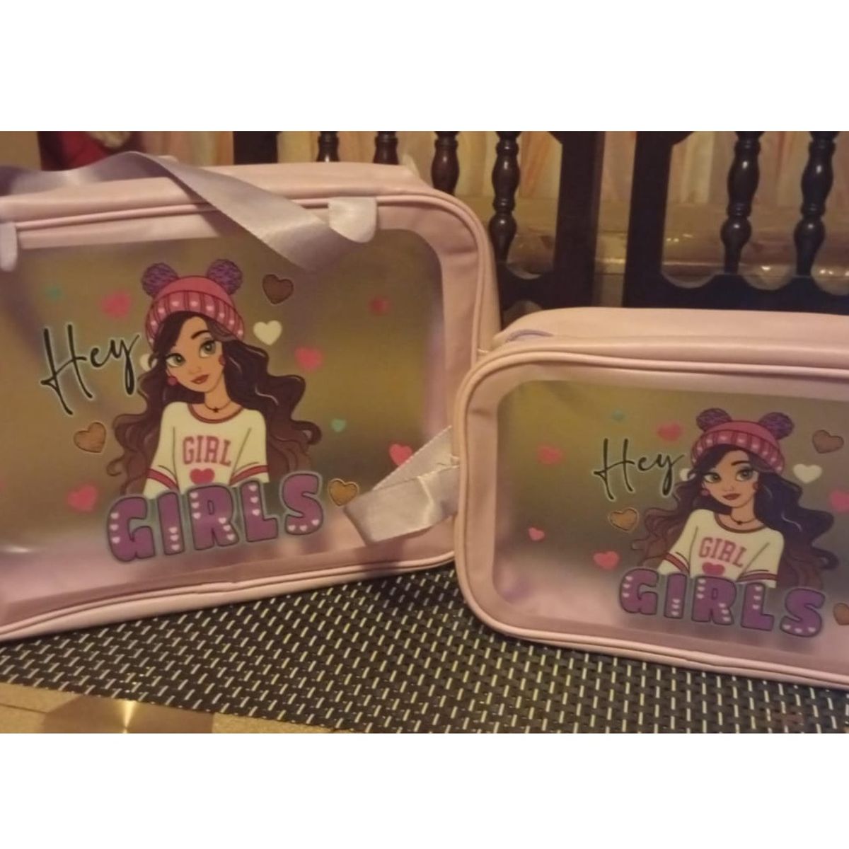 MORITA BAG STORE - SET DE 2 NECESER DE MAQUILLAJE PARA MUJER COLOR ROSA