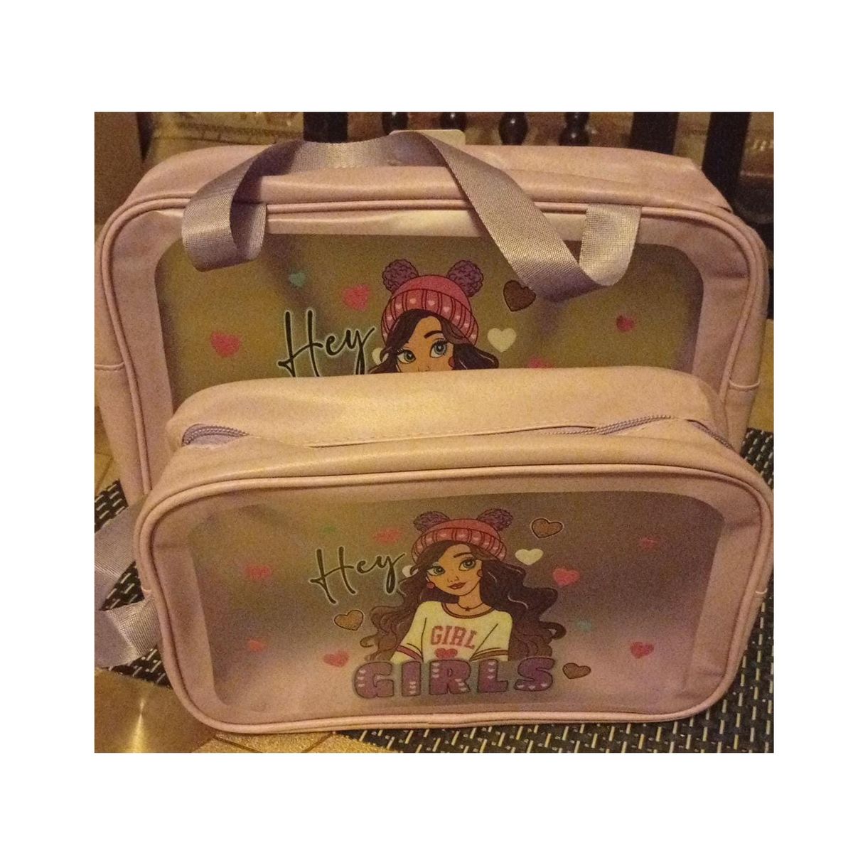 MORITA BAG STORE - SET DE 2 NECESER DE MAQUILLAJE PARA MUJER COLOR ROSA