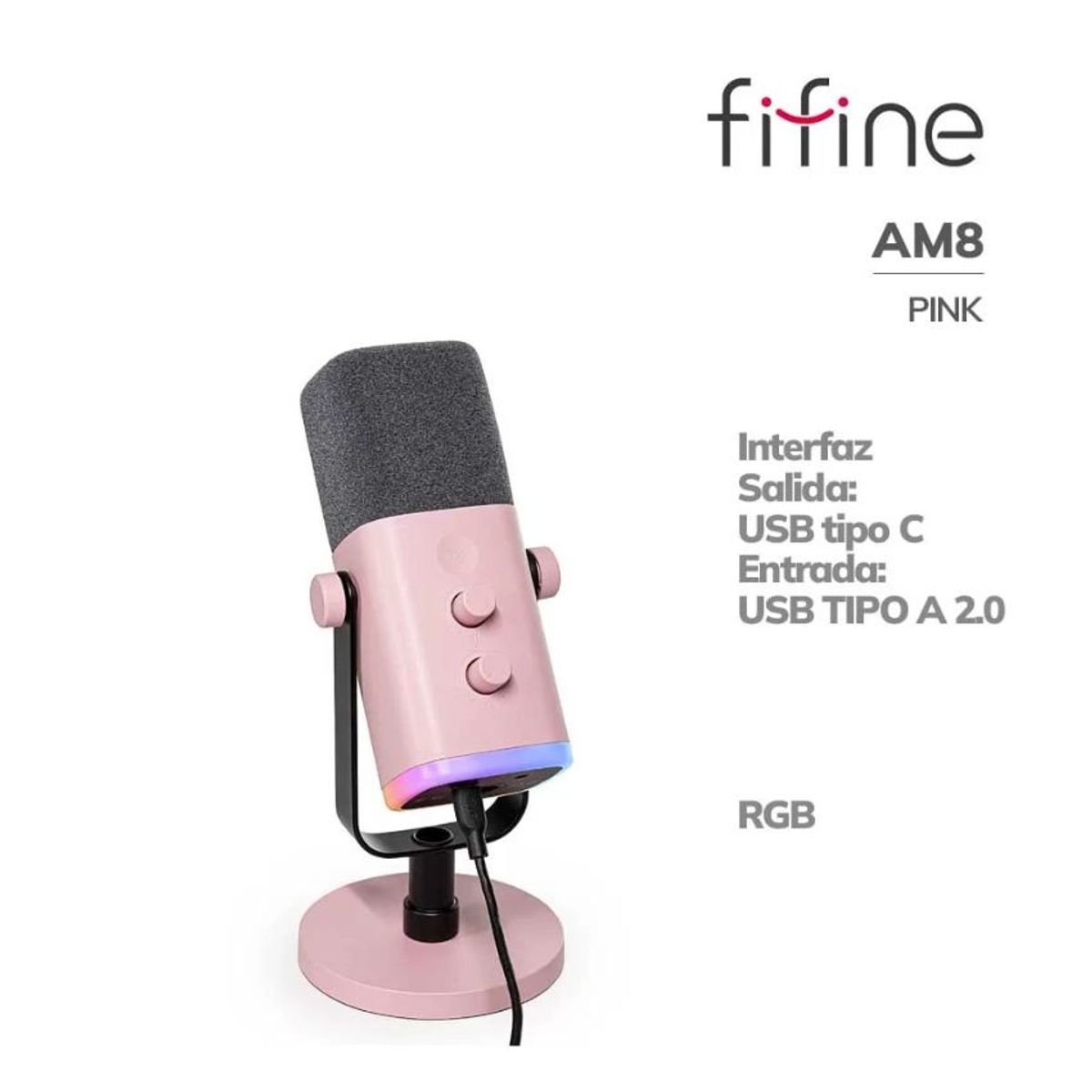 FIFINE - Micrófono Dinámico Fifine AM8 Pink