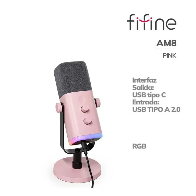 FIFINE - Micrófono Dinámico Fifine AM8 Pink