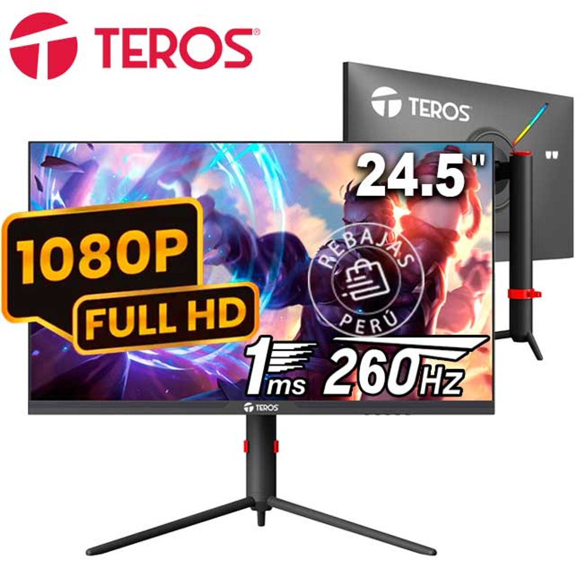 Teros - Monitor Gaming TEROS TE-2472G 25″ FHD VA 260 Hz 1 ms HDMI DP sRGB 99 %