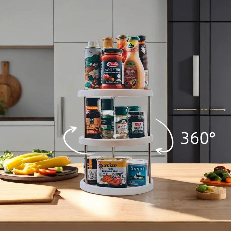 GENERICO - Bandeja Organizador De Cocina De Tres Niveles Giratoria 360º