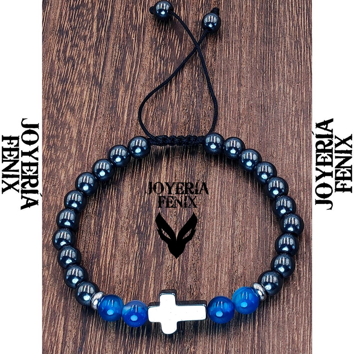 JOYERIA FENIX - Pulsera Cruz Hematita - Joyería Fenix