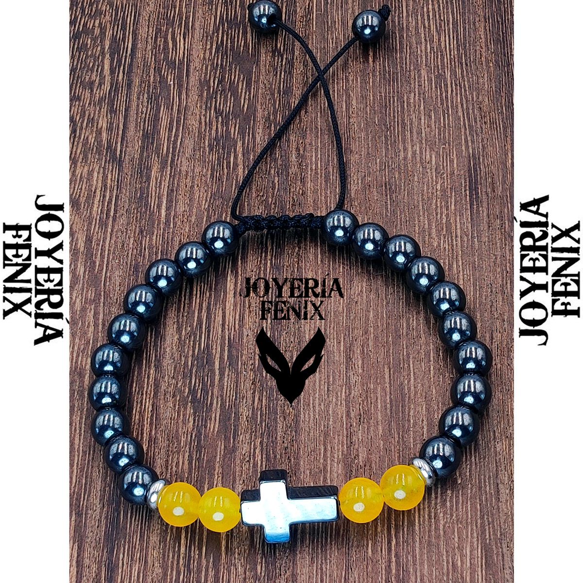 JOYERIA FENIX - Pulsera Cruz Hematita - Joyería Fenix