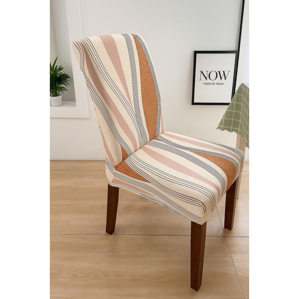 GENERICO - Funda de Sillas Pack 6und  Estampado Naranja Beige