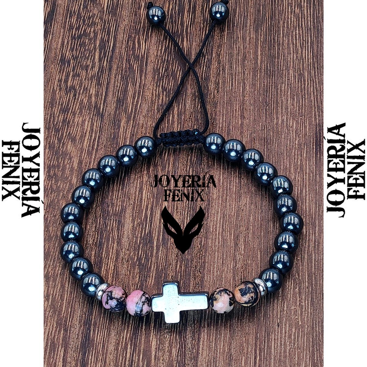 JOYERIA FENIX - Pulsera Cruz Hematita - Joyería Fenix