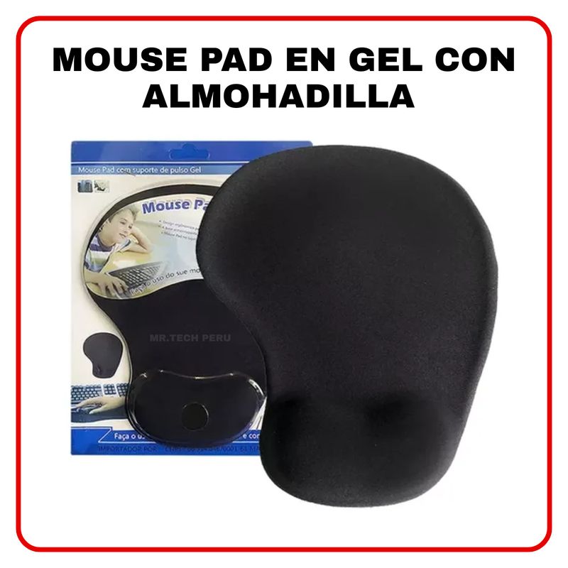 GENERICO - MOUSE PAD CON SOPORTE DE MUÑECA EN GEL ERGONÓMICO COLOR NEGRO