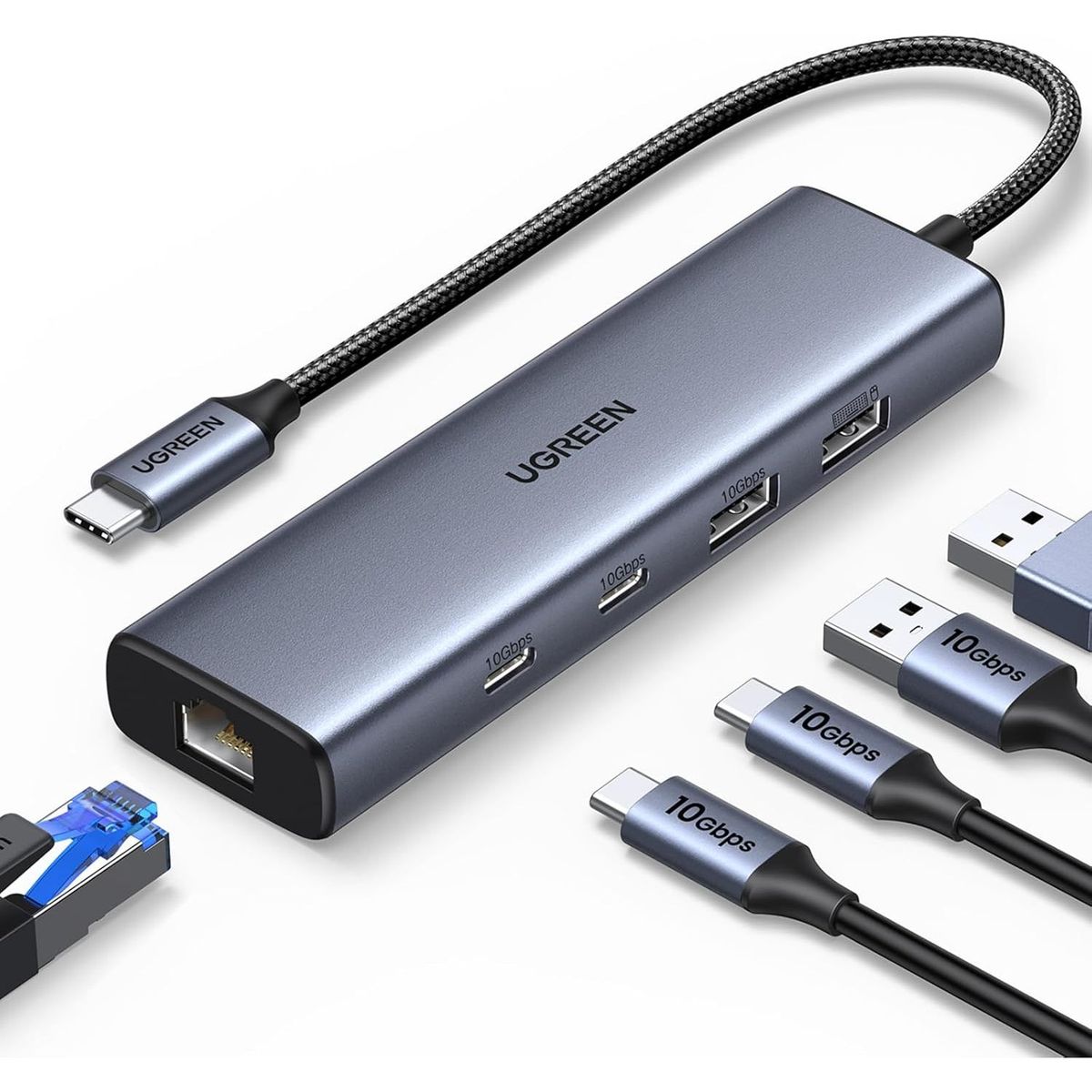 UGREEN - Hub USB-C 3.2 Multipuerto 6 en 1 RJ45 Gigabit Ugreen CM512 - 45320