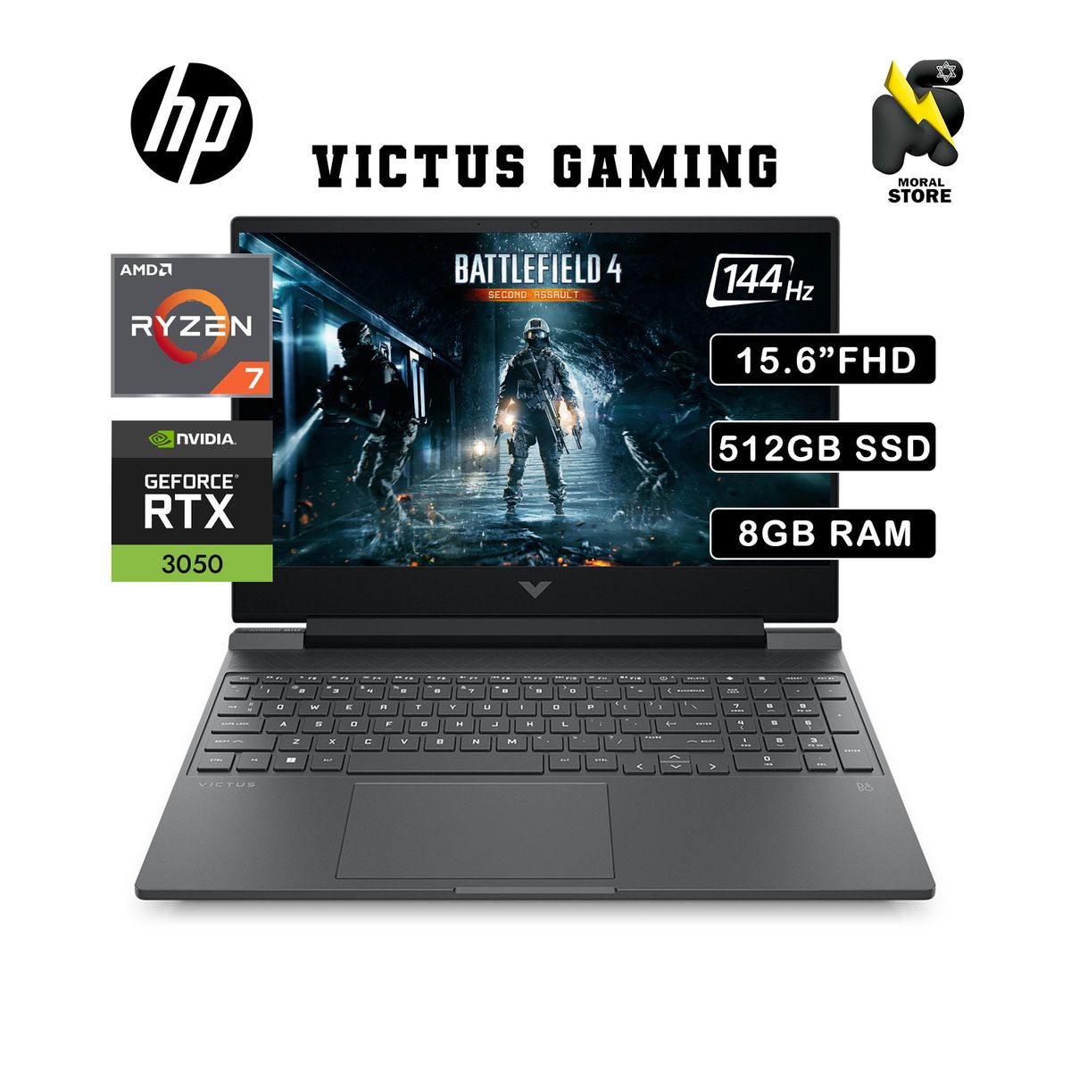 HP - LAPTOP HP VICTUS 15-FB0126LA/ AMD RYZEN 7 -5800H / SSD 512 GB / 8 GB RAM / RTX 3050 / 15.6 "FHD