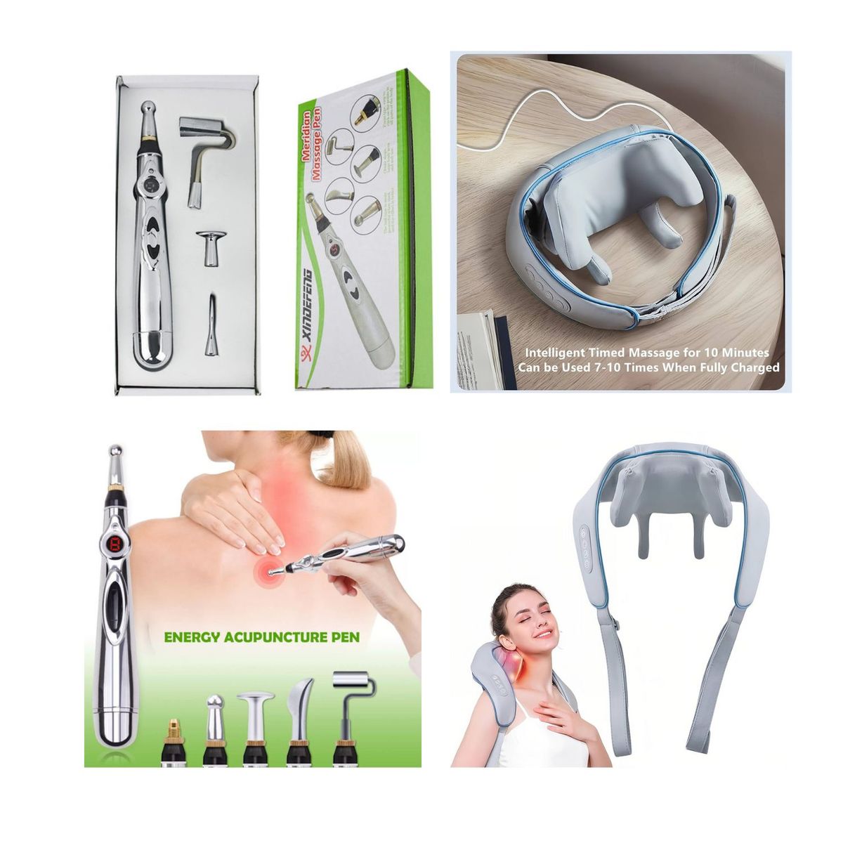 ROSH - Pack de Masajeador Recargable de Hombros + Lápiz De Acupuntura