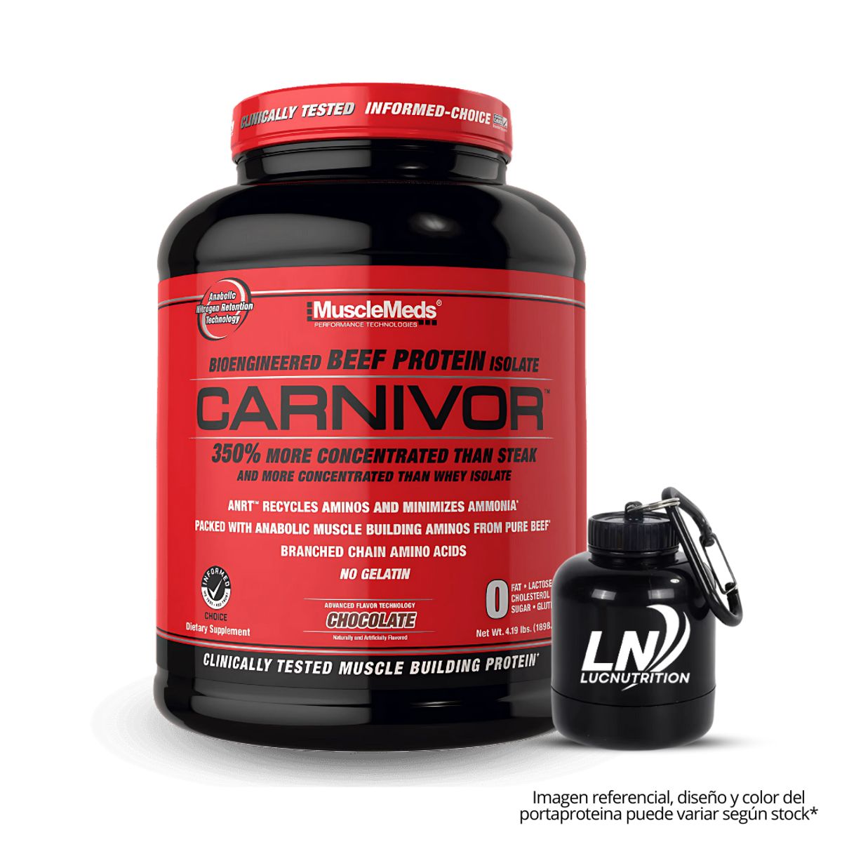 MUSCLEMEDS - Carnivor 4.19 Lb Beef Protein Chocolate + Portaproteina