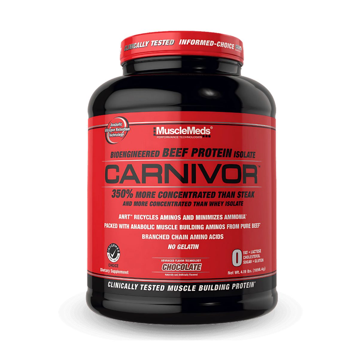 MUSCLEMEDS - Carnivor 4.19 Lb Beef Protein Chocolate + Portaproteina