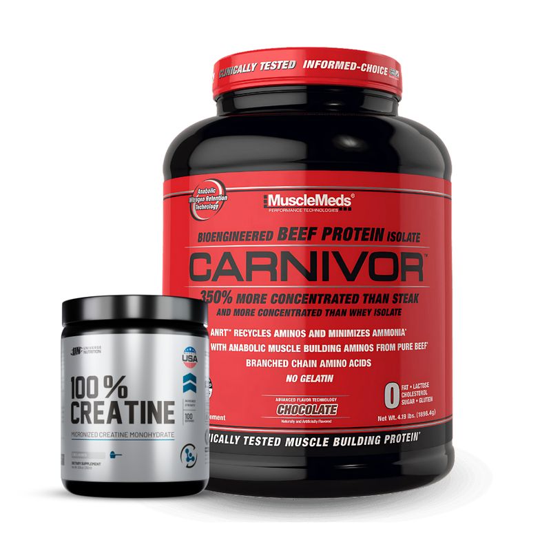 MUSCLEMEDS - Carnivor 4.19 Lb Beef Protein Chocolate + Creatina Universe Nutrition 250 G