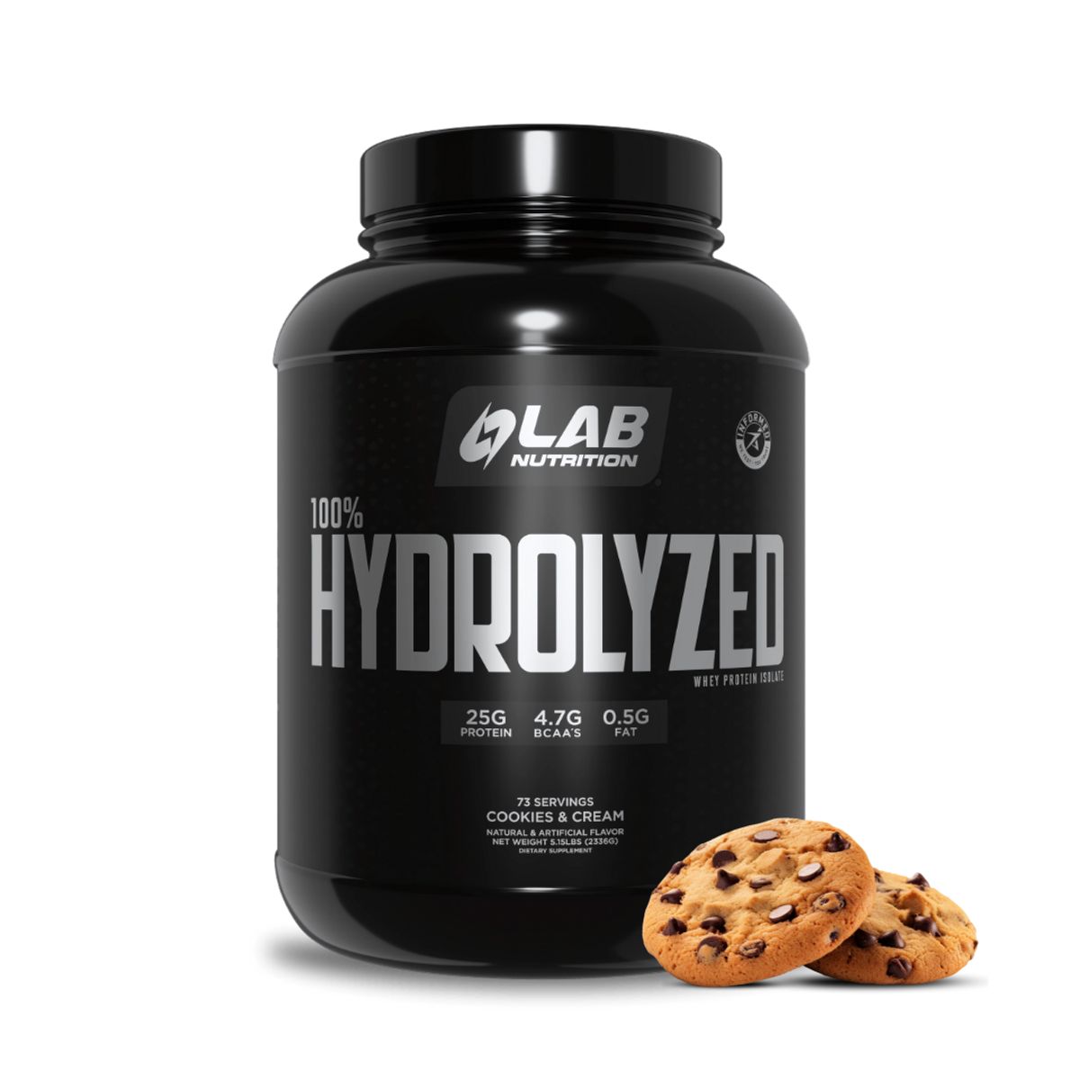 LAB NUTRITION USA - Hidrolizada Lab Nutrition 100% HYDROLYZED 5 LB - Cookie and Cream + Shaker