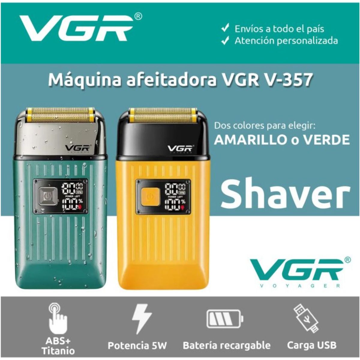 OEM - Máquina de Afeitar Profesional VGR V-357 Cuchillas Titanio