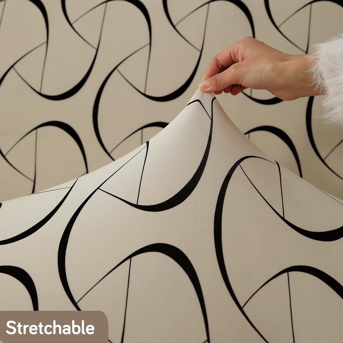 GENERICO - Funda Para Mueble (Grande) De 1 asiento - Beige con Lineas Negras