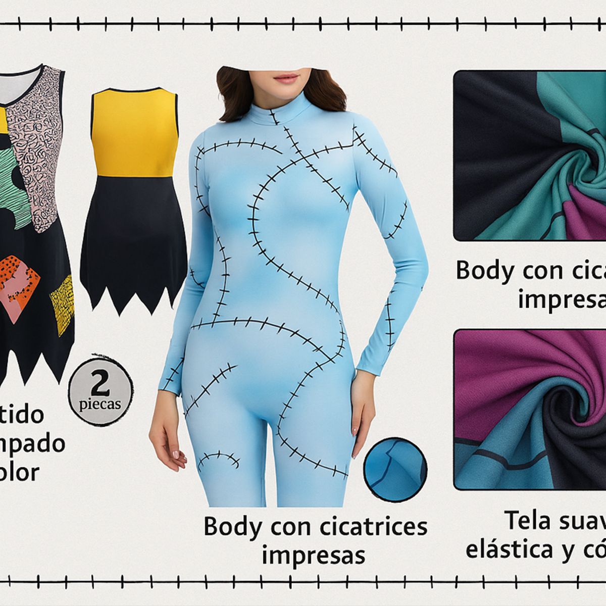 SUI GENERIS - Disfraz Sally – Pack 2 piezas (Body y Vestido)