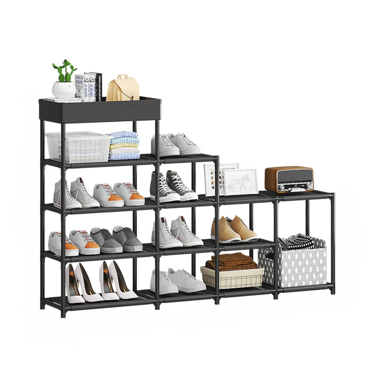 GENERICO - Zapatero Armario de Almacenamiento Organizador Estante de Zapato Negro