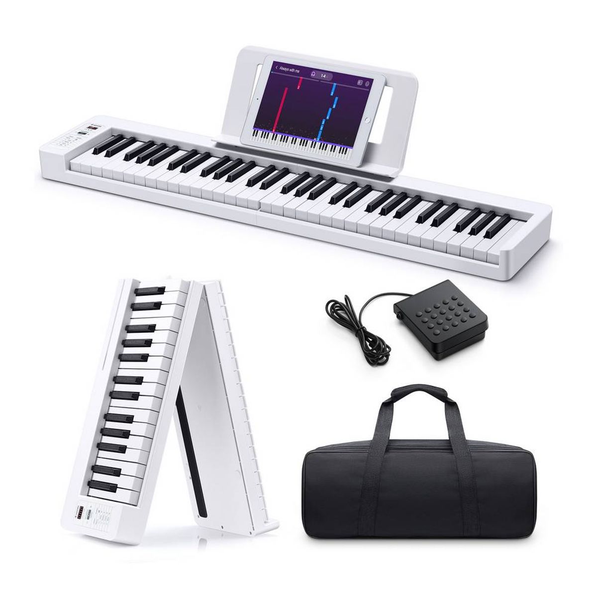 DONNER - Piano Digital Plegable 61 Teclas color Blanco