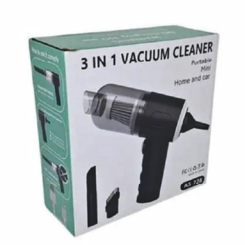 GENERICO - Mini Aspiradora Portátil 3 en 1 Recargable – Para Auto, Oficina y Hogar