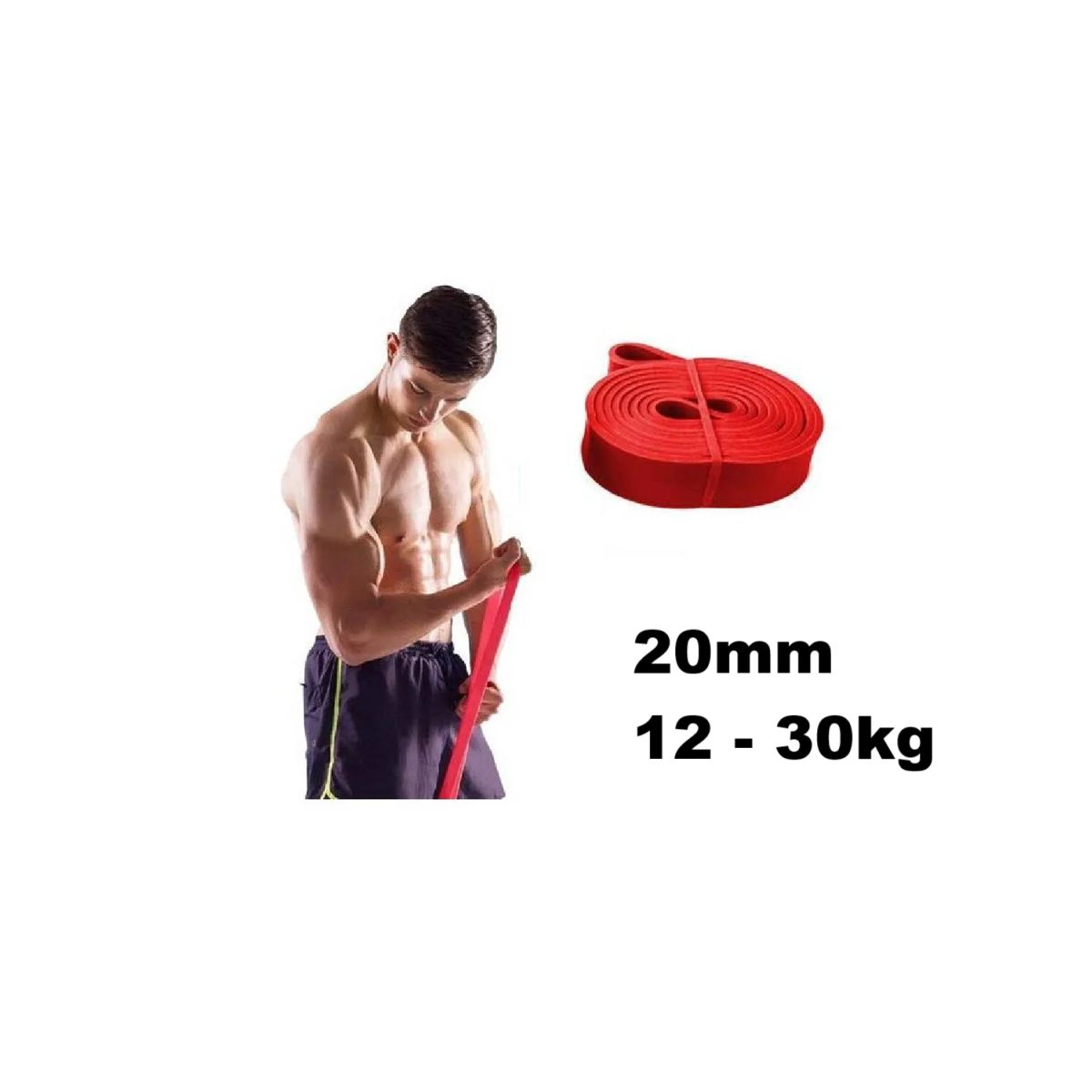 GENERICO - Banda Elastica Profesional 20mm Rojo Importado 12-30kg