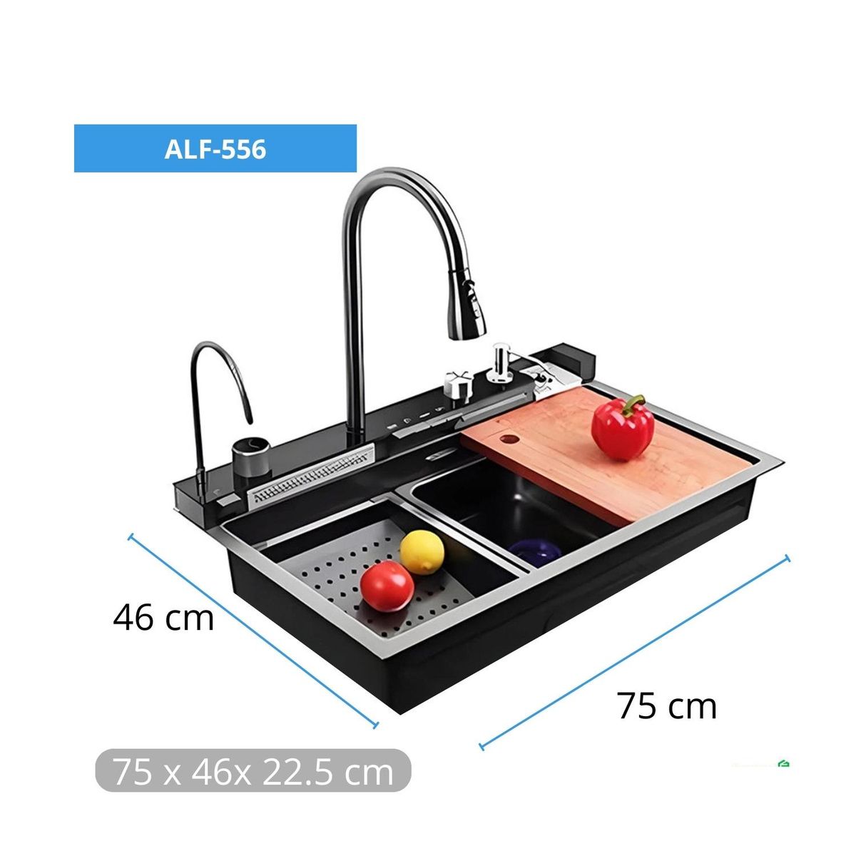 ALFA - "Lavadero De Cocina Multifuncional Acero Inox Smart Premium Industrial Alfa ALF-556 "