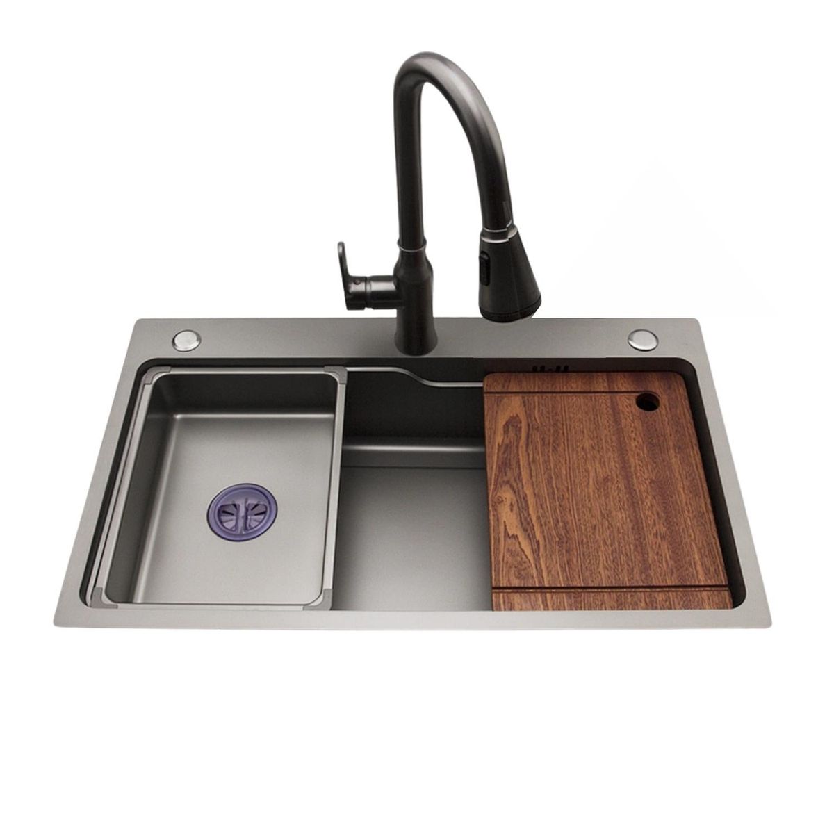 ALFA - Lavadero de Cocina Multifuncional Premium Negro Alfa ALF-553