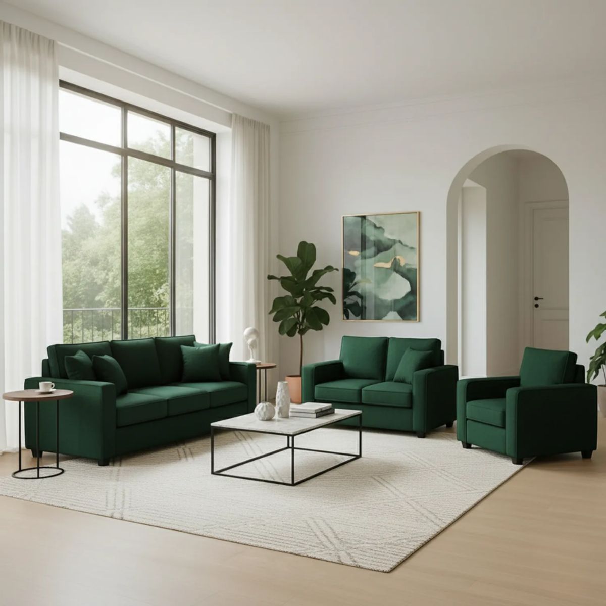 TODO SOBRE HOGAR - Juego de Sala Reims 3-2-1 + Banqueta de Regalo