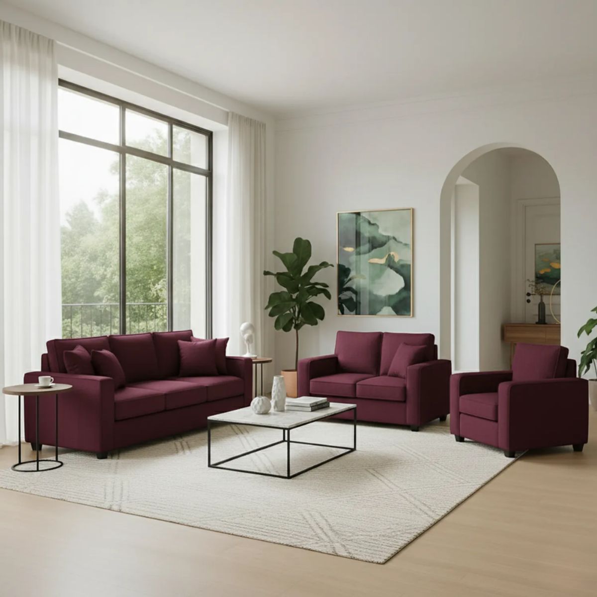 TODO SOBRE HOGAR - Juego de Sala Reims 3-2-1 + Banqueta de Regalo