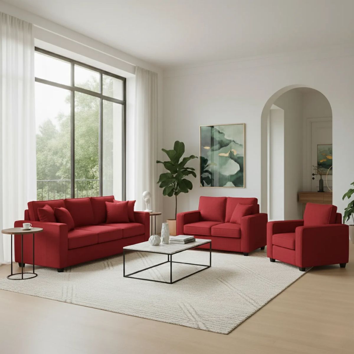 TODO SOBRE HOGAR - Juego de Sala Reims 3-2-1 + Banqueta de Regalo