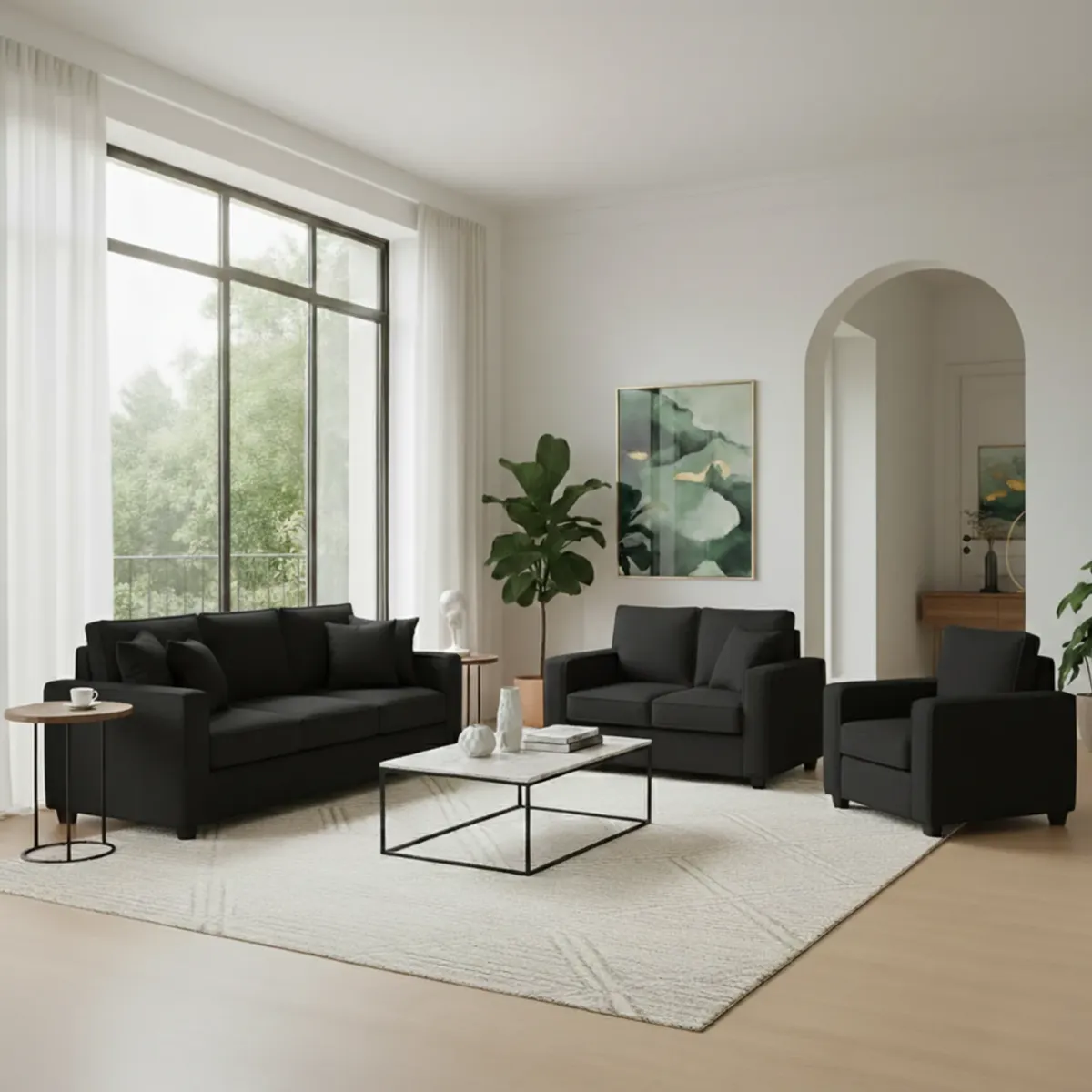 TODO SOBRE HOGAR - Juego de Sala Reims 3-2-1 + Banqueta de Regalo