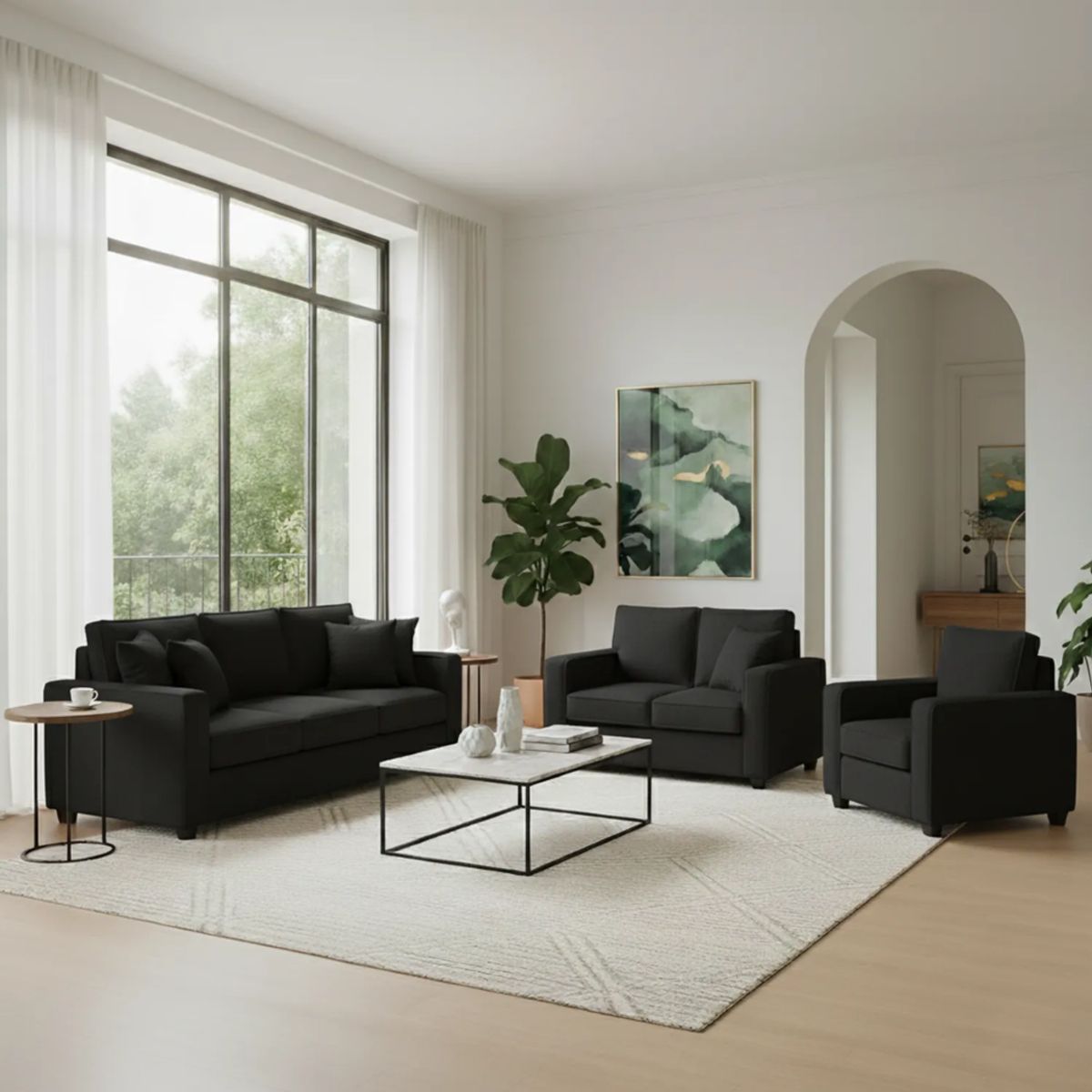 TODO SOBRE HOGAR - Juego de Sala Reims 3-2-1 + Banqueta de Regalo