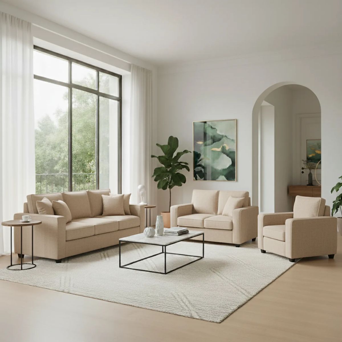 TODO SOBRE HOGAR - Juego de Sala Reims 3-2-1 + Banqueta de Regalo