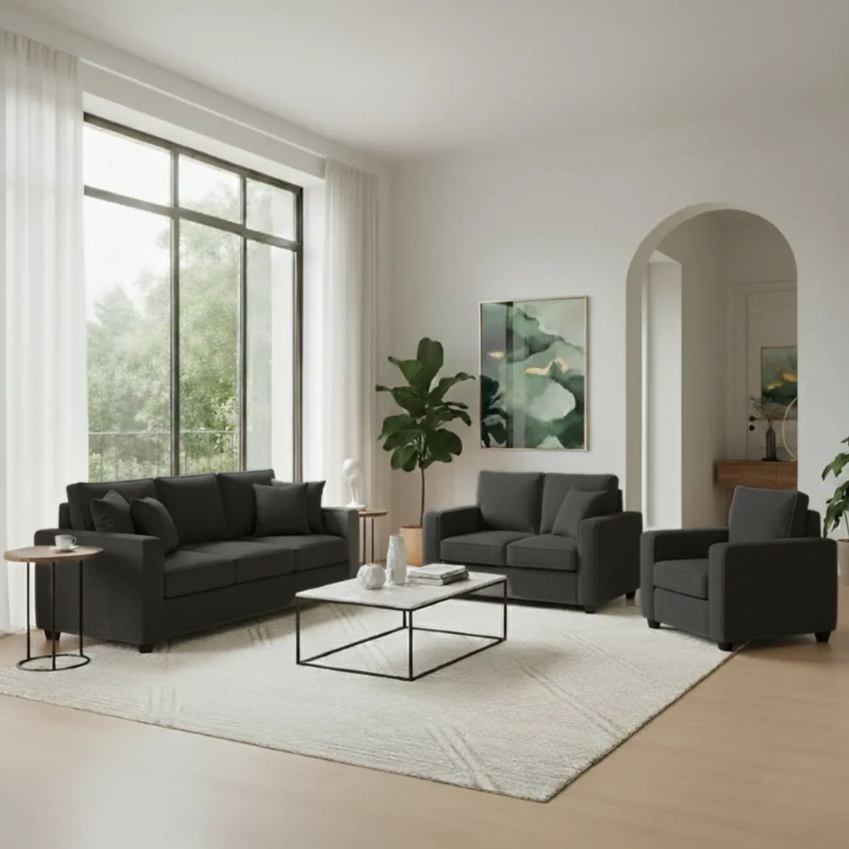 TODO SOBRE HOGAR - Juego de Sala Reims 3-2-1 + Banqueta de Regalo