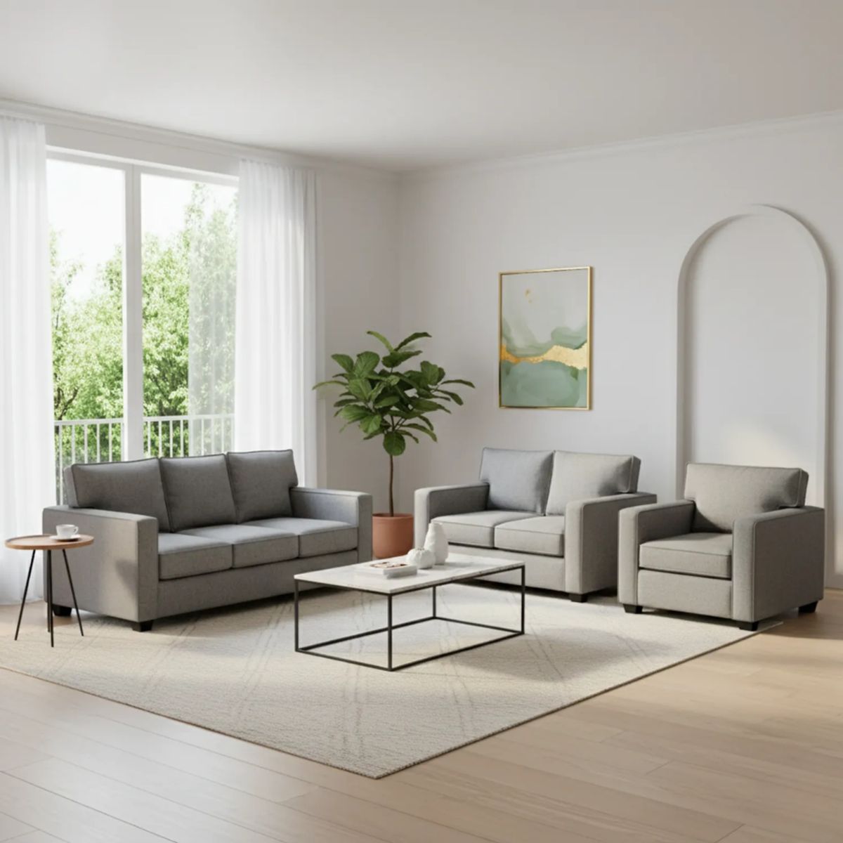 TODO SOBRE HOGAR - Juego de Sala Reims 3-2-1 + Banqueta de Regalo