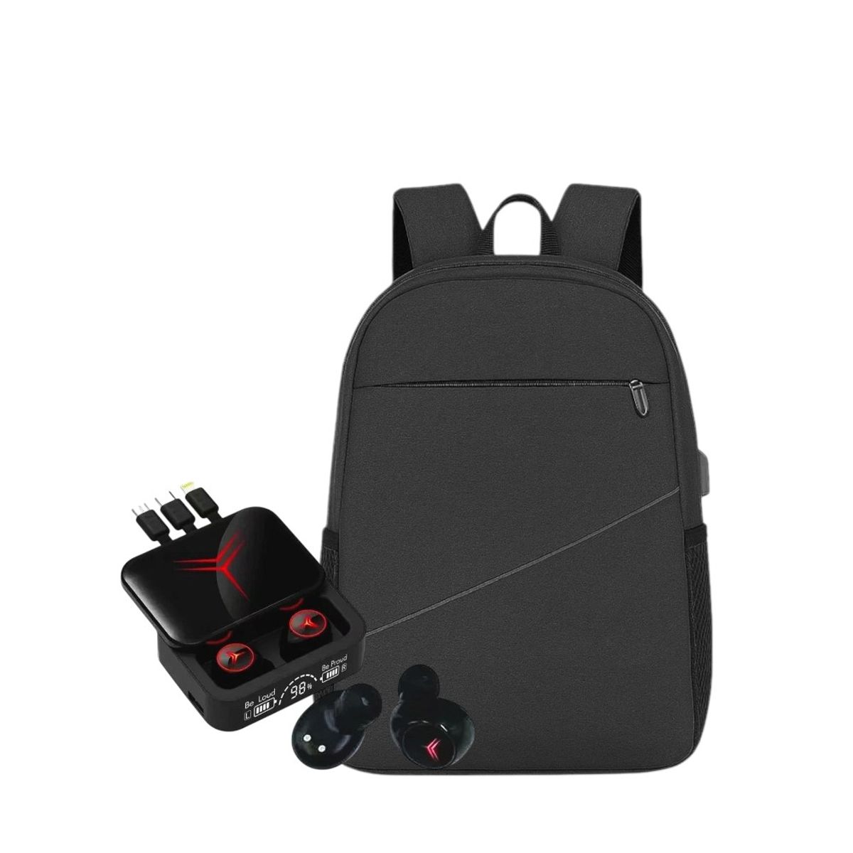 GENERICO - Audífonos Bluetooth M88 Plus + Mochila Urbana Porta Laptop Negro