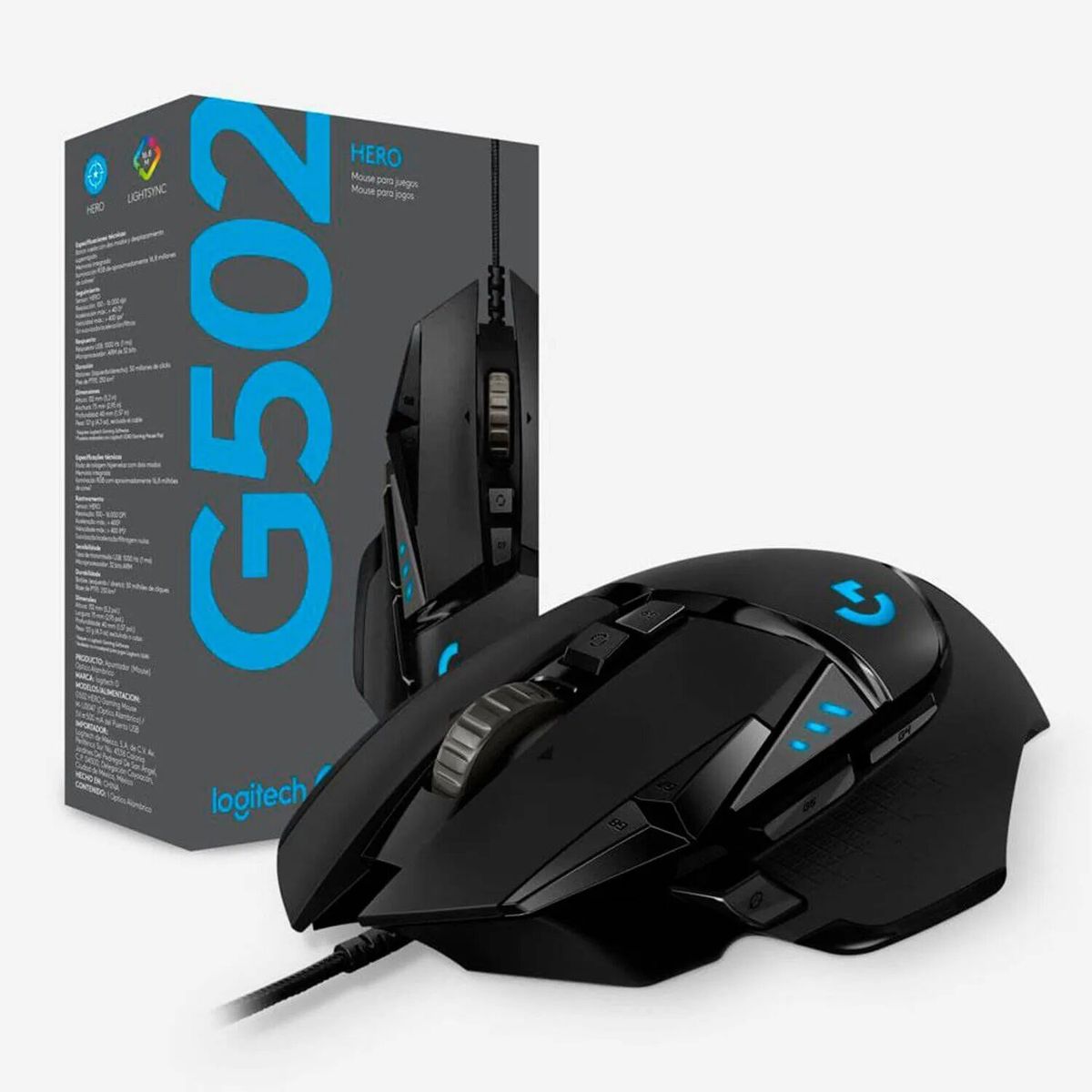 LOGITECH - MOUSE LOGITECH G502 HERO 16000 DPI RGB BLACK