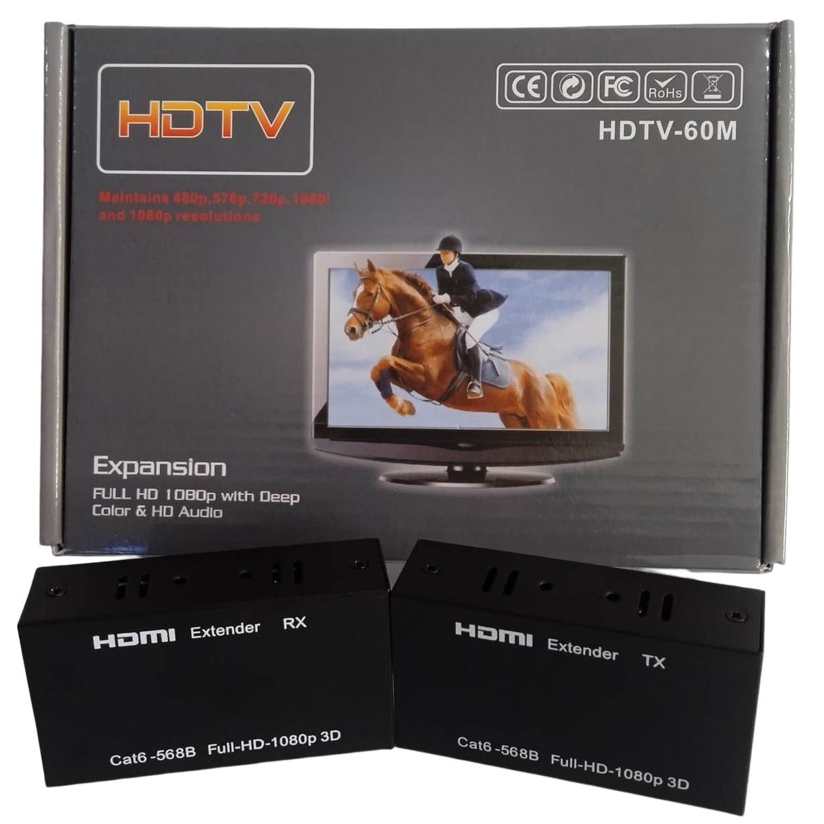 GENERICO - Extensor Hdmi Rj45 60 Metros Utp Rj45 Full Hd 1080p Extender