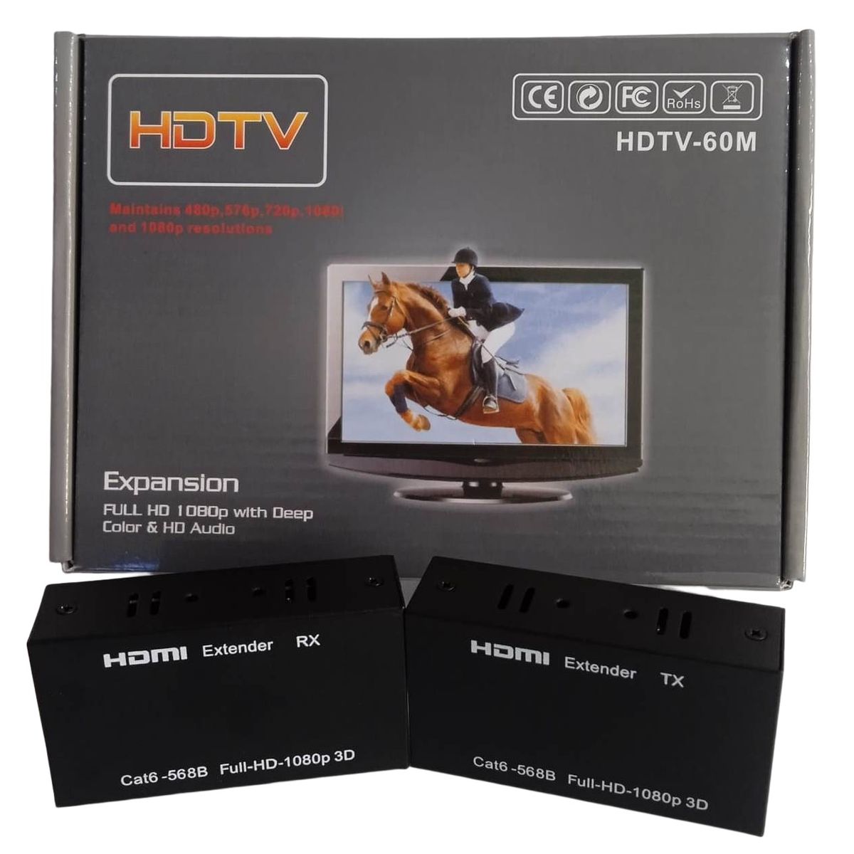 GENERICO - Extensor Hdmi Rj45 60 Metros Utp Rj45 Full Hd 1080p Extender