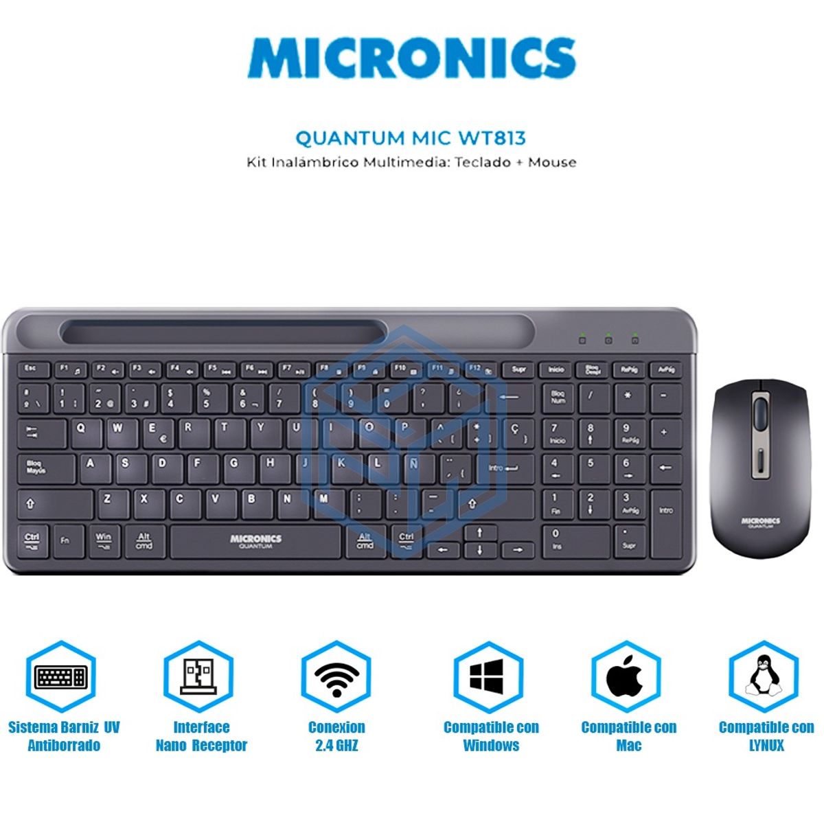 MICRONICS - KIT MICRONICS TECLADO + MOUSE QUANTUM - MIC WT813 black