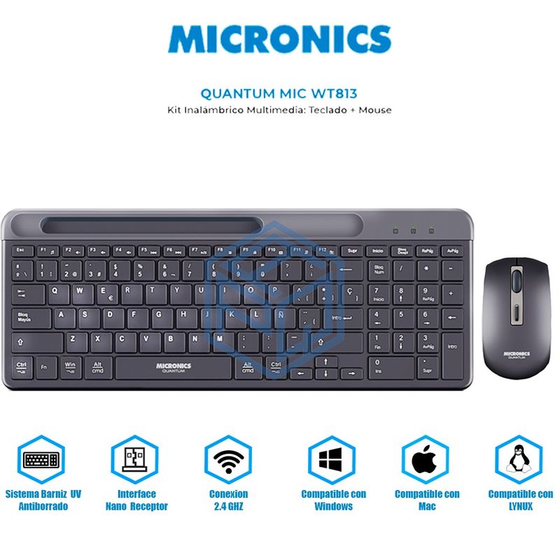 MICRONICS - KIT MICRONICS TECLADO + MOUSE QUANTUM - MIC WT813 black