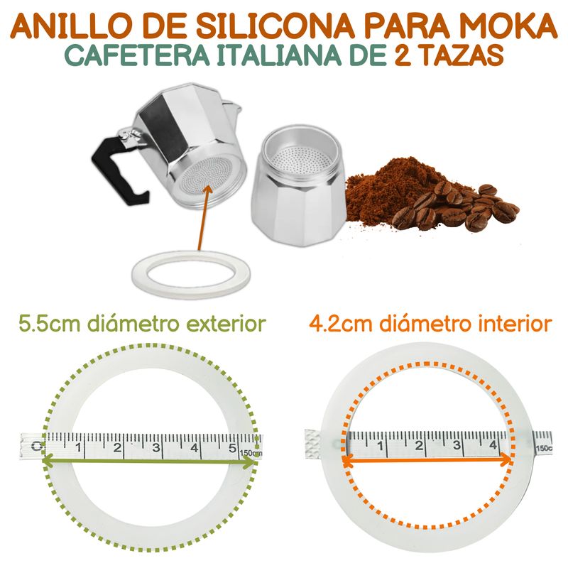 GENERICO - Anillo Sello de Silicona para Cafetera Italiana Moka 2 TAZAS