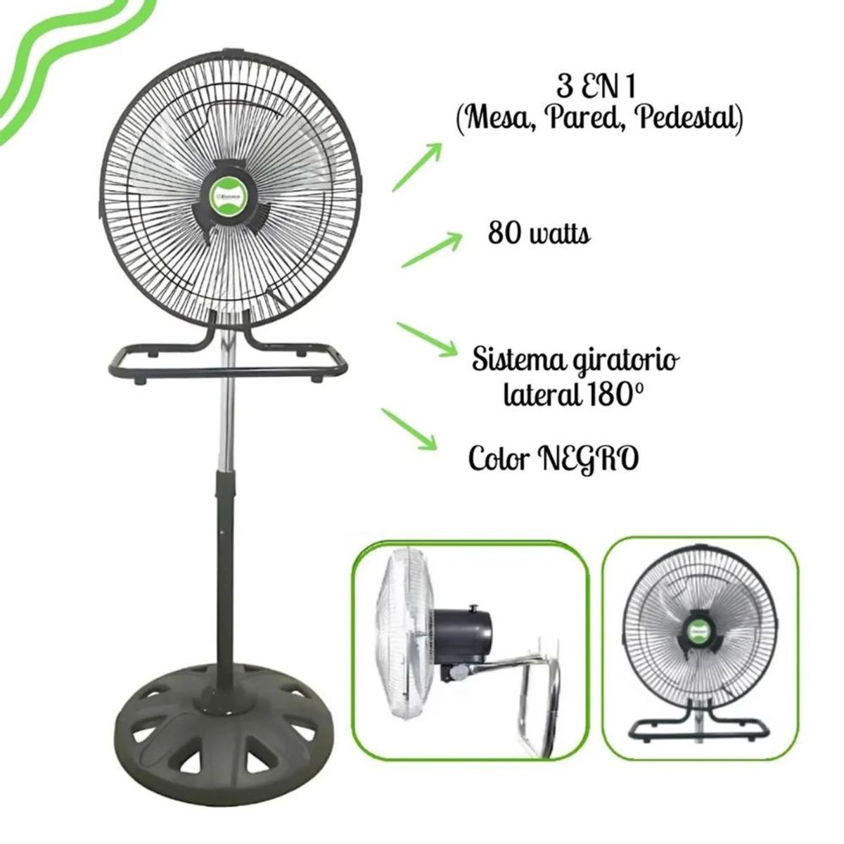 BOSSKO - Ventilador Bossko de 12” 3 En 1 - BK-8312VP/NG – Black