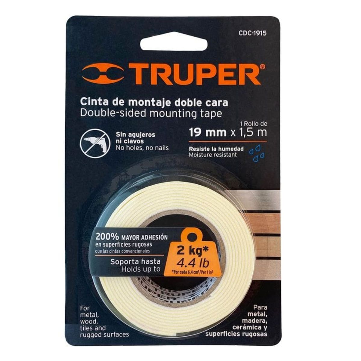 TRUPER - CINTA DOBLE CONTACTO TRUPER 1.5