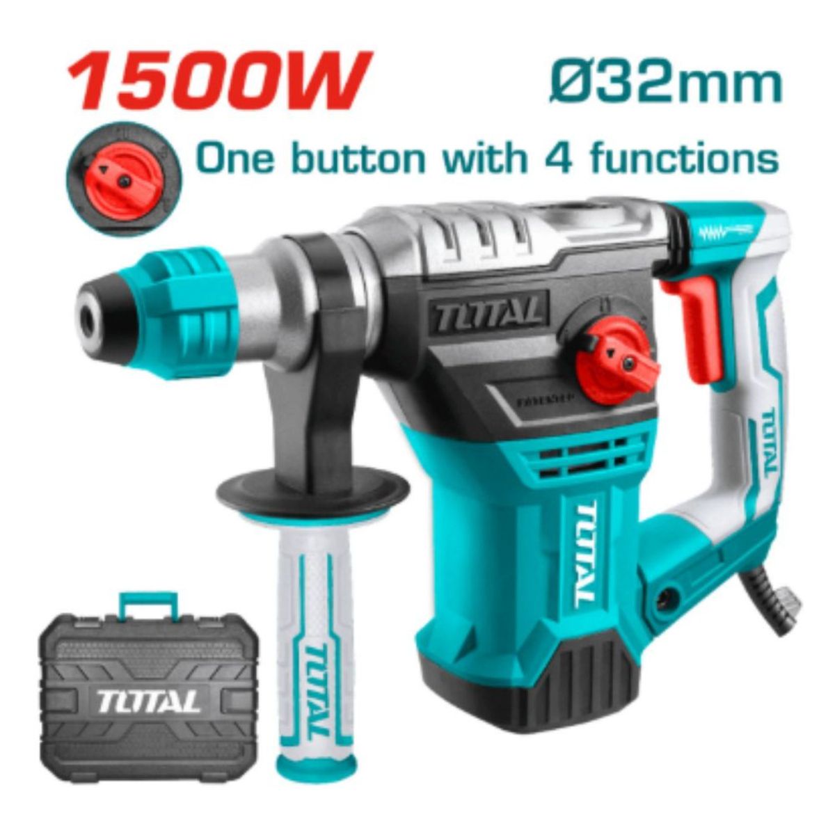 TOTAL TOOLS - Rotomartillo SDS+ 32MM 1500W 850RPM Maletin Industrial - TH1153236