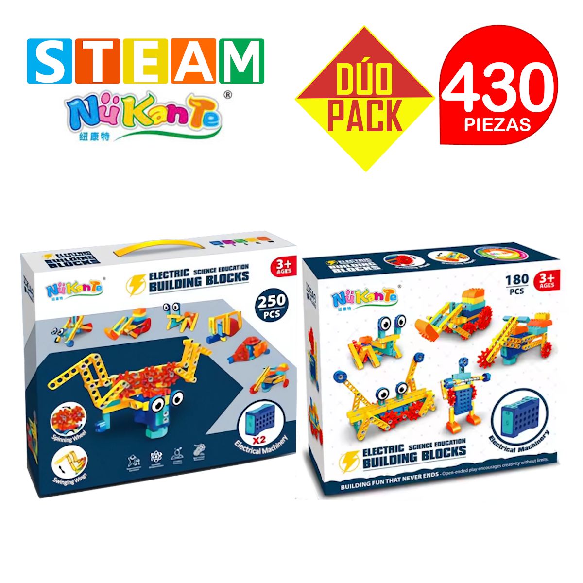 STM - Bloques didácticos eléctrico STEAM 180p+250p DÚO PACK 430 piezas
